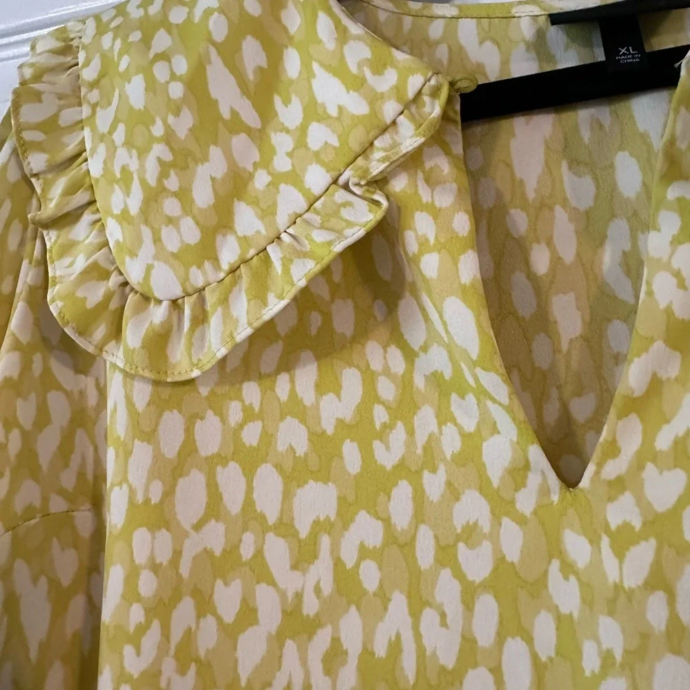 Who What Wear Yellow Patterned Shirt Dress - Picture 2 of 3